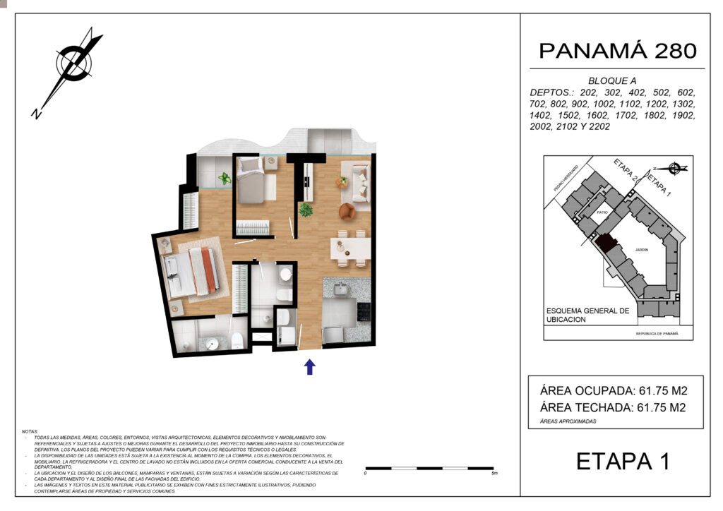 Plano de la tipología DPTO 202 al 2202