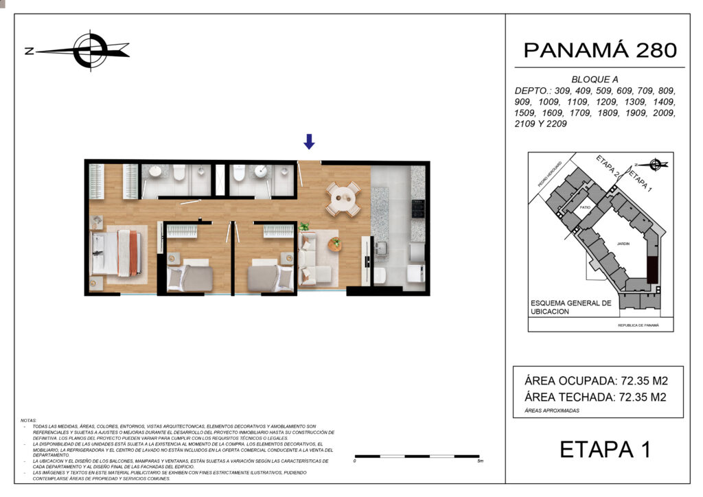 Plano de la tipología DPTO 409 al 2209